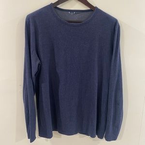 Kit and Ace Pima Long Sleeve Crewneck Tee Heather Deep Navy Mens Large